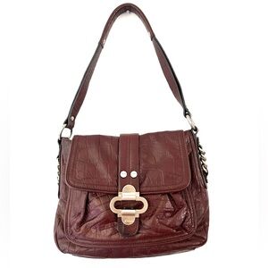 B Makowsky 100% Leather Brown Shoulder Bag Vintage Gorgeous Crocodile Texture